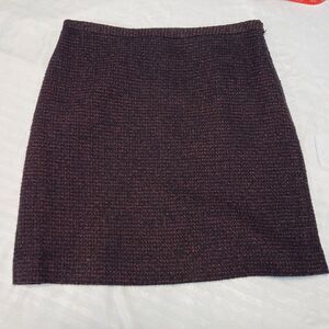 LOFT Lined Wool Blend Skirt Size 4 Black Red Tweed Dark Academia Classic Preppy